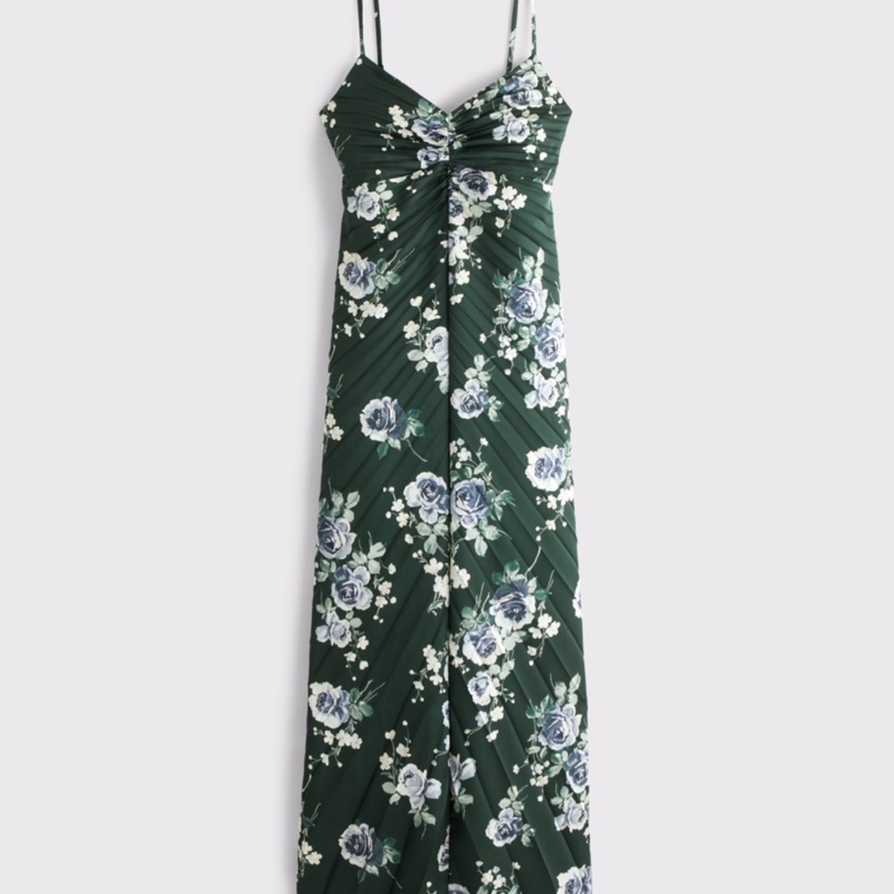 Abercrombie & Fitch Dark Green Floral Midi Dress - Picture 3 of 3